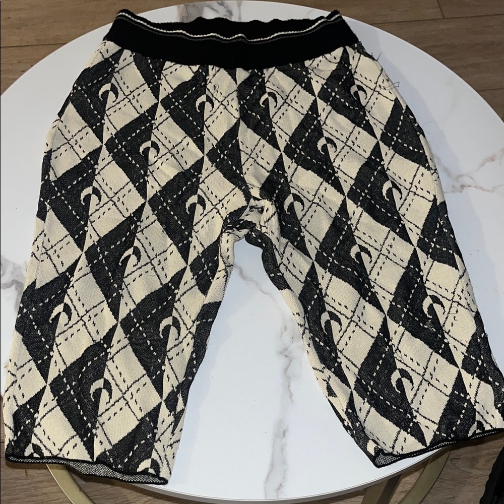 Marine Serre Black and Cream Patterned Bermudas